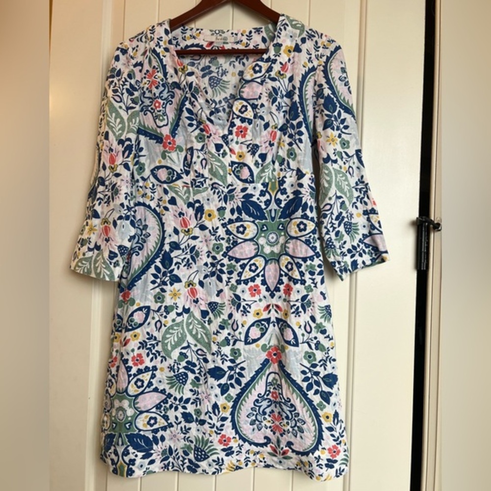 Boden‎ 100% Linen Tunic Dress Paisley Floral Size 4